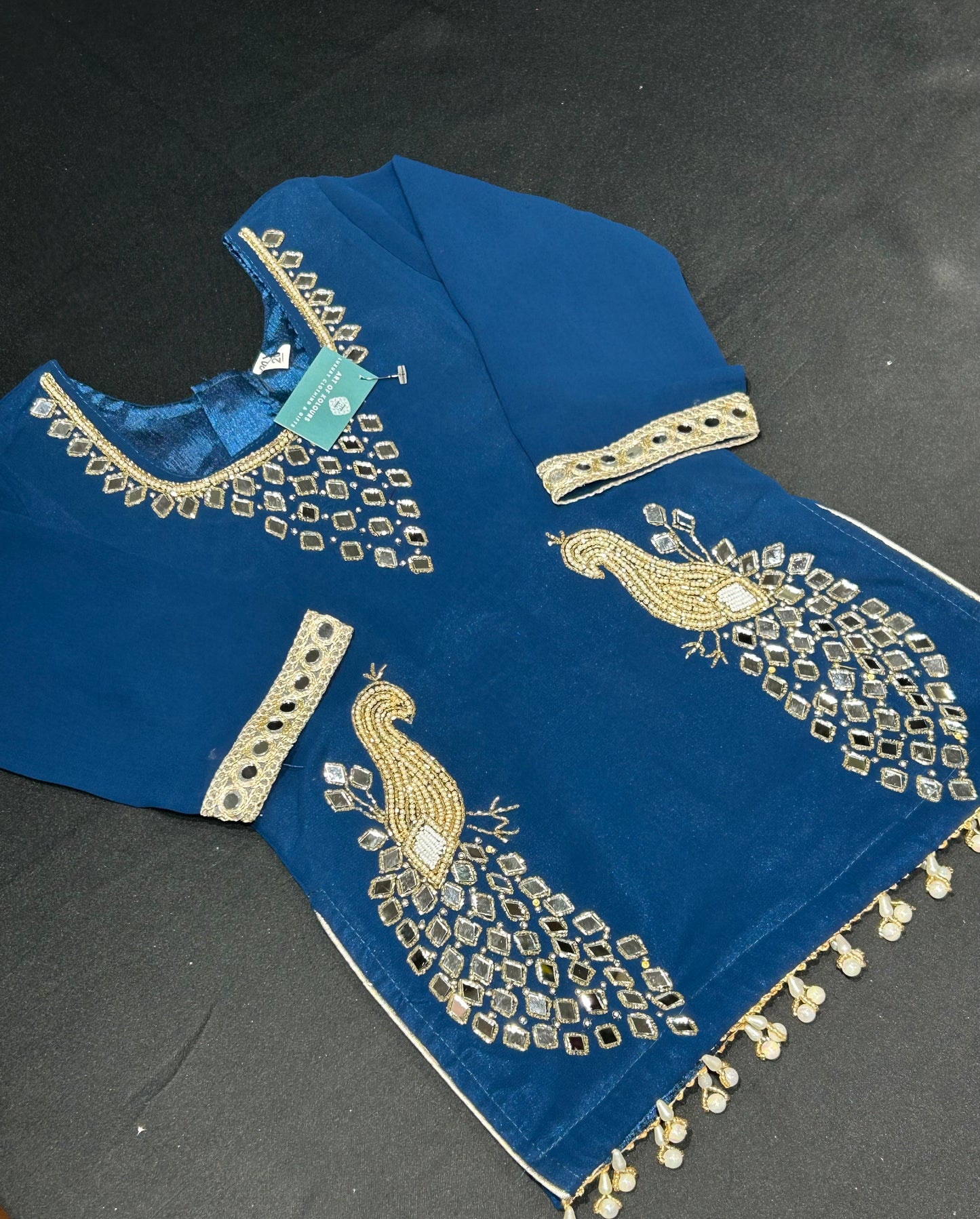Kids Navy Morni Salwar Suit (Size 20~34)
