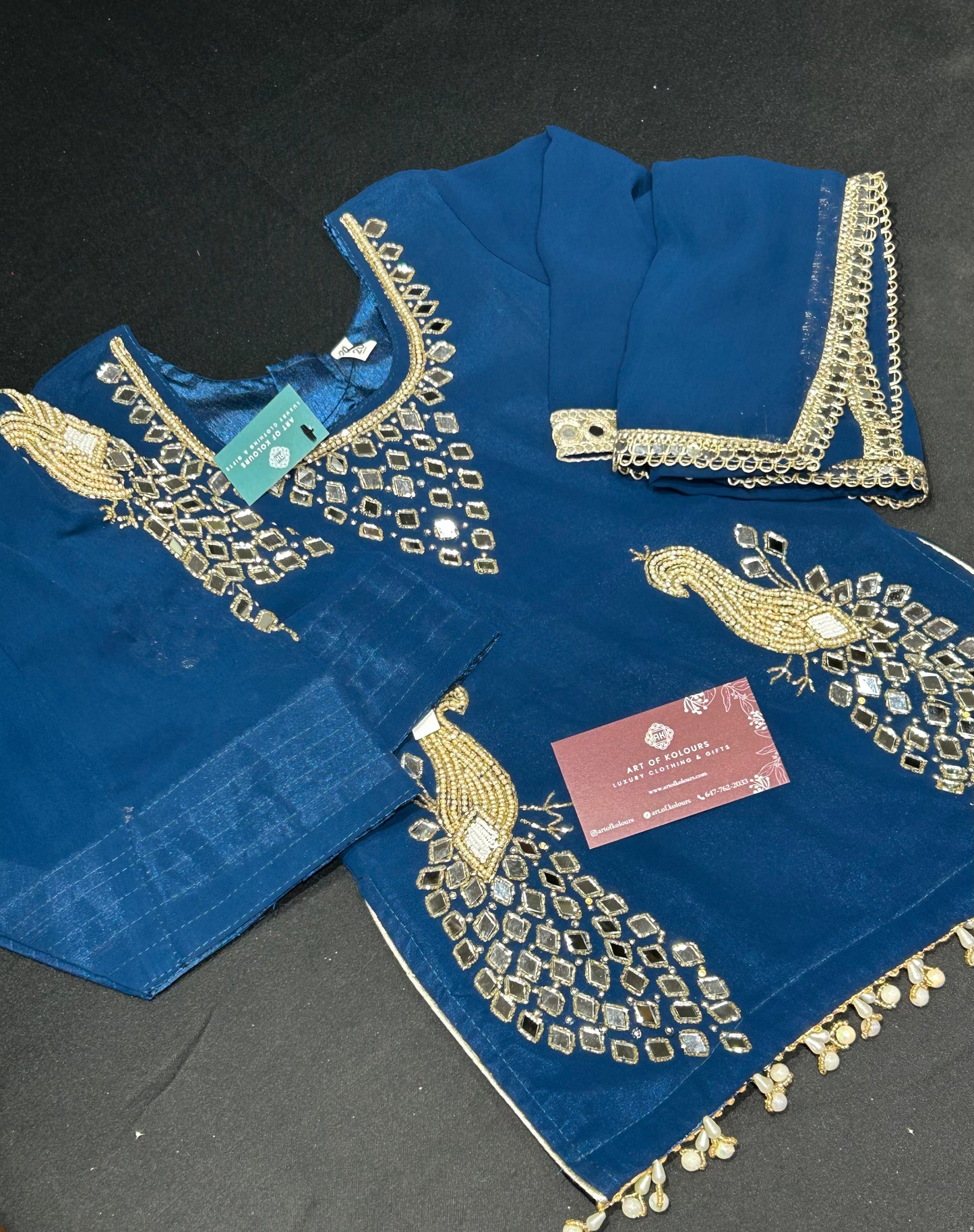 Kids Navy Morni Salwar Suit (Size 20~34)