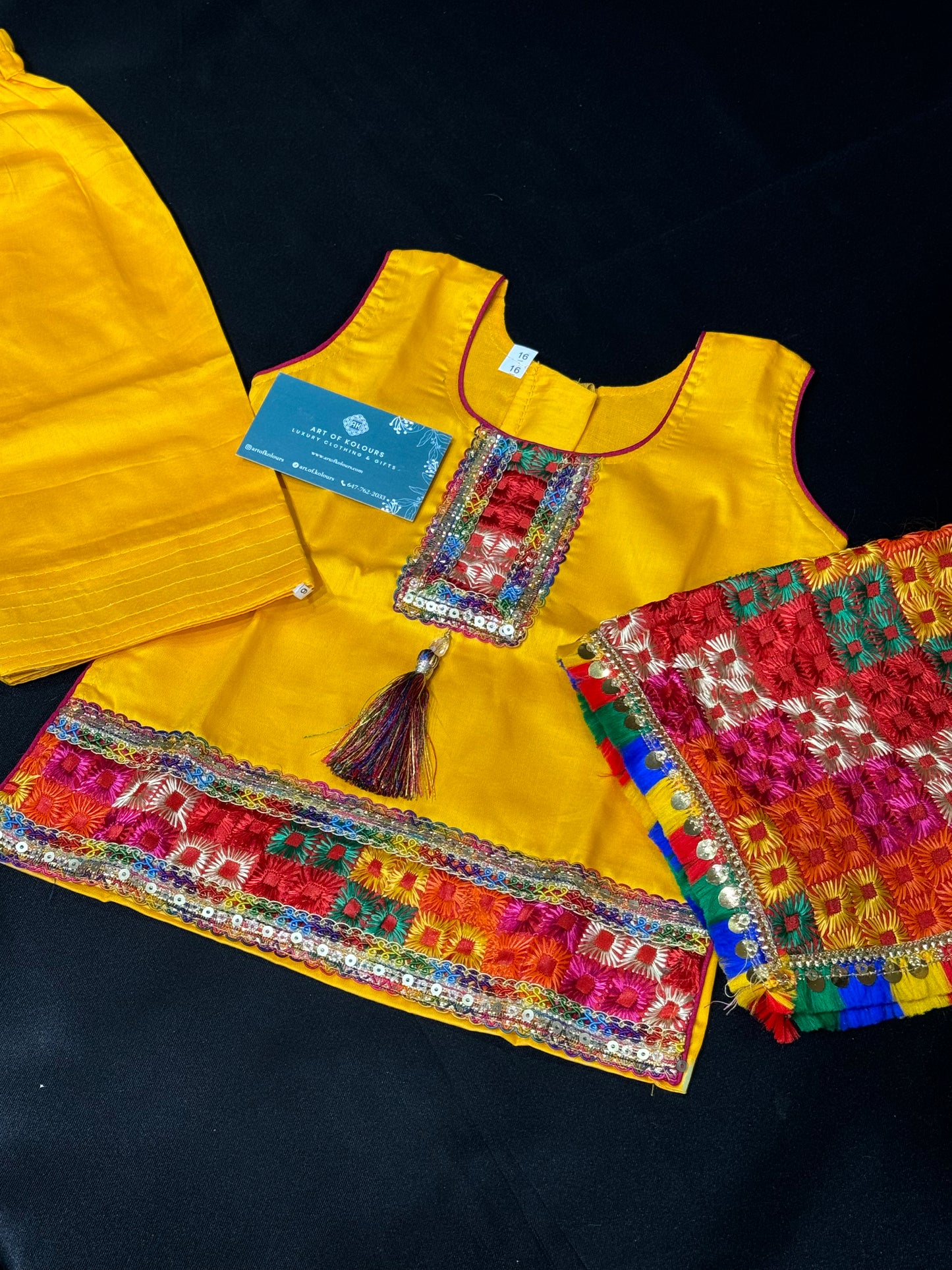 Phulkari Salwar Suit Teen/Adult -Yellow