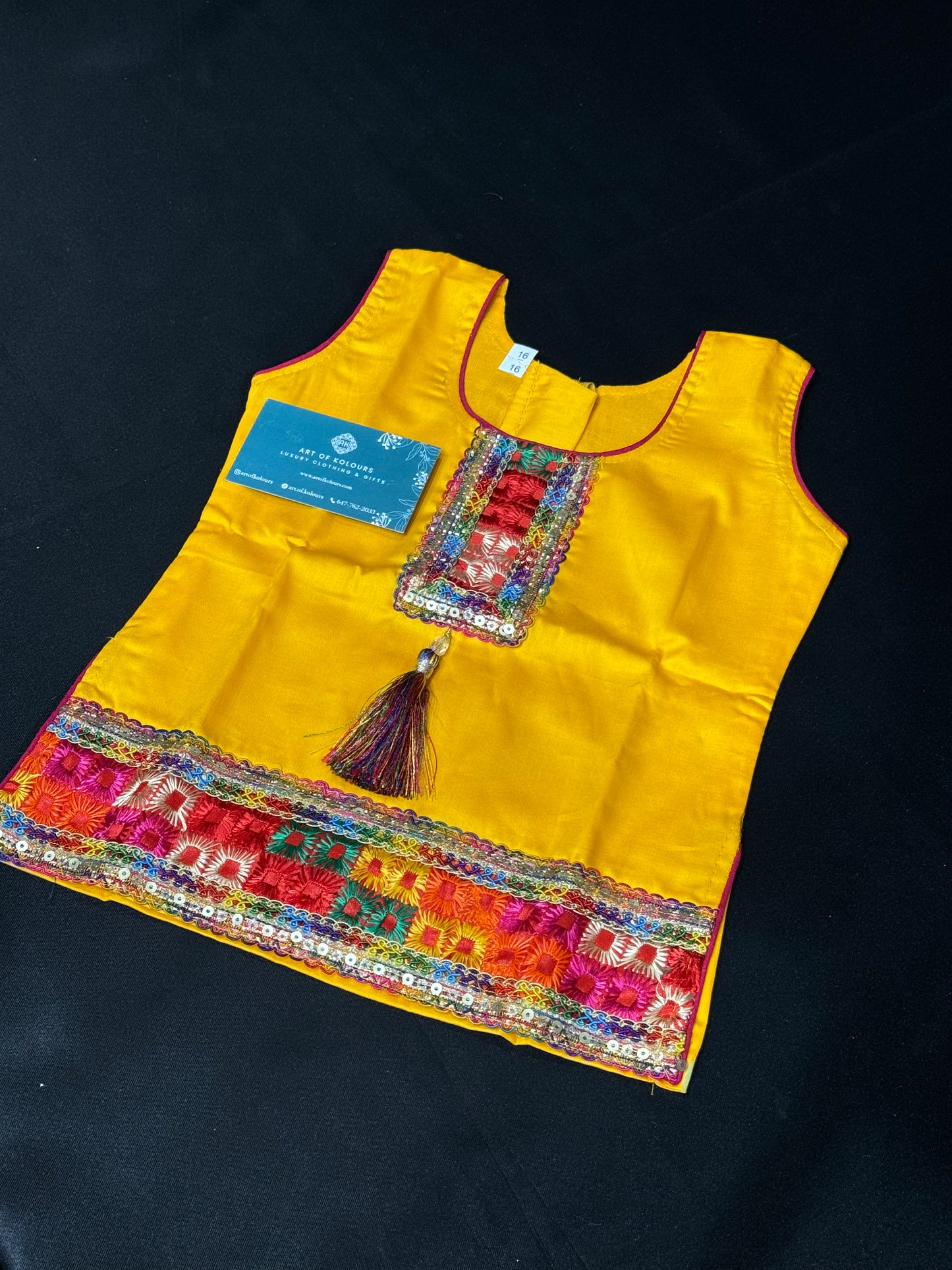 Phulkari Salwar Suit Teen/Adult -Yellow