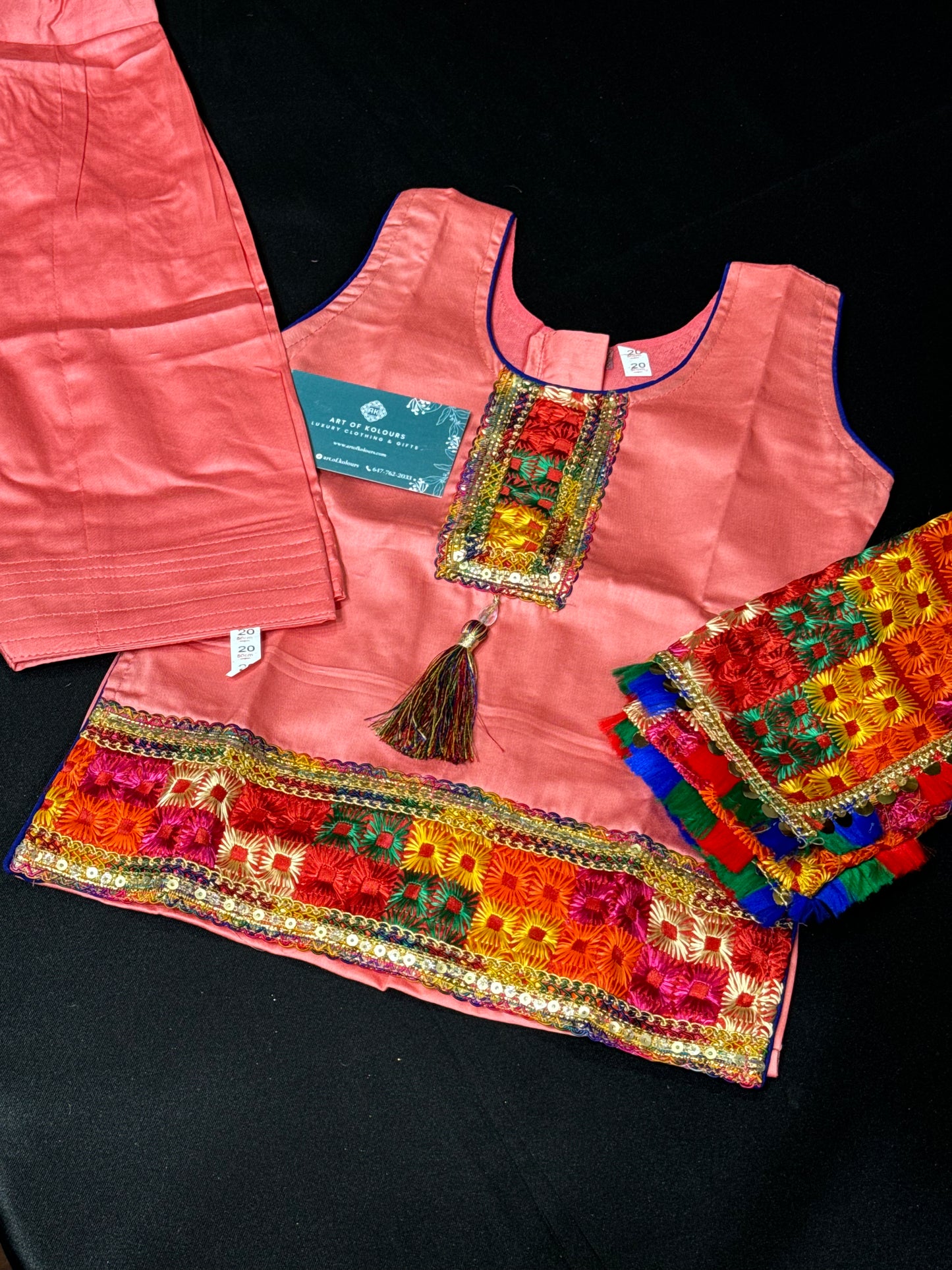 Phulkari Salwar Suit Teen/Adult -Peach