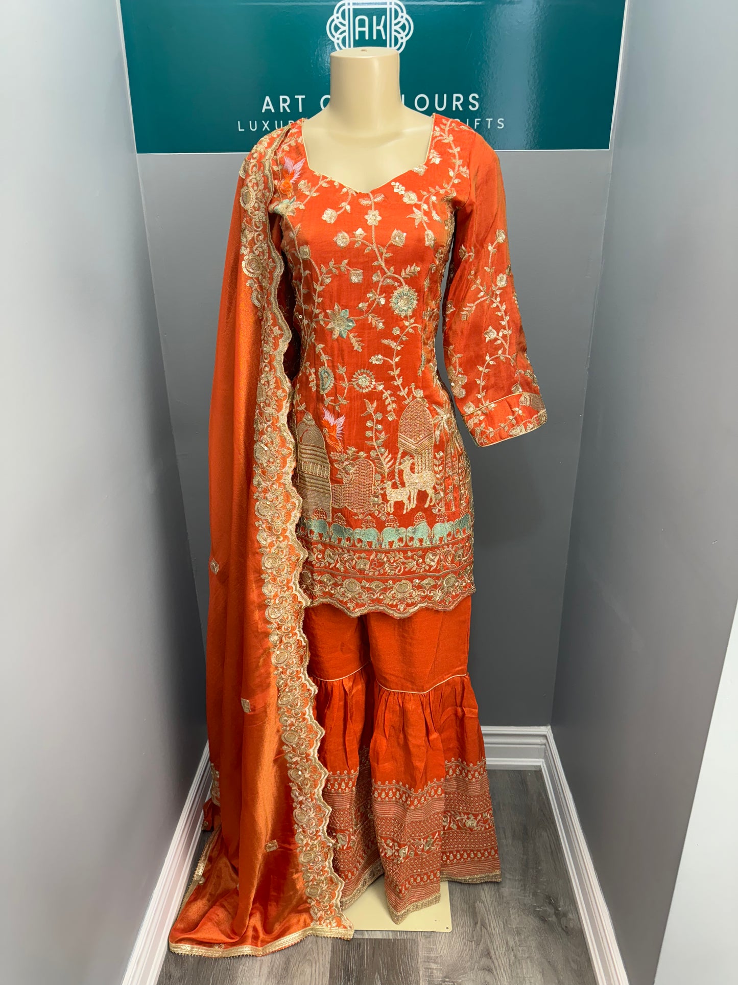 Shimmer Embroidered Gharara Suit