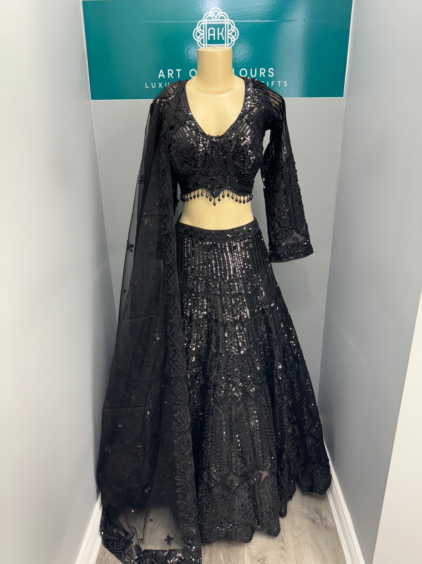 Sequence Work All Black Lehenga