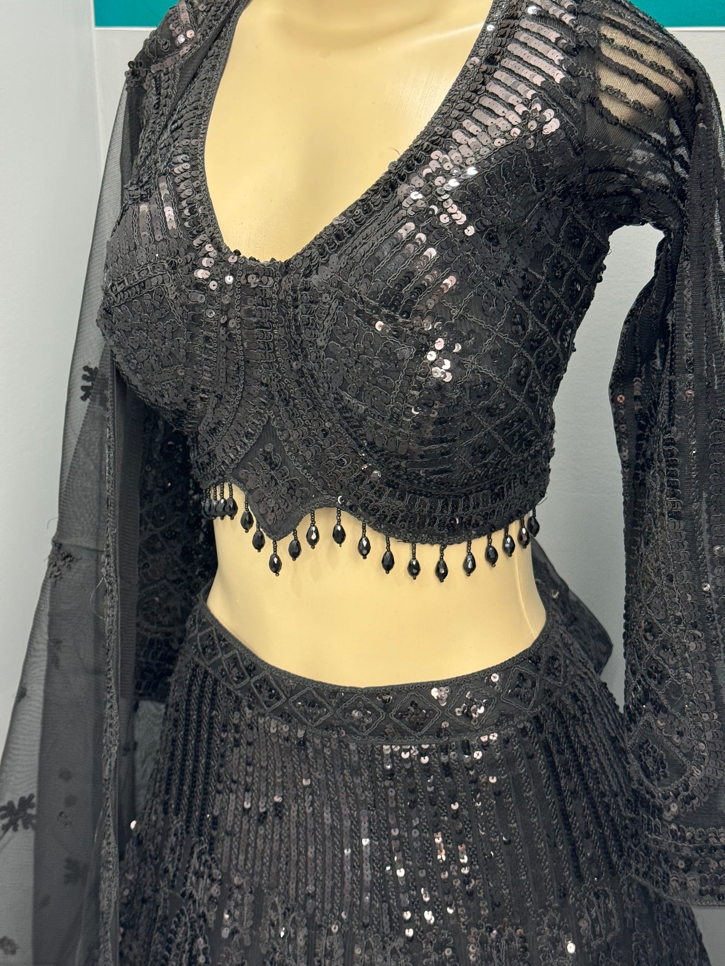 Sequence Work All Black Lehenga