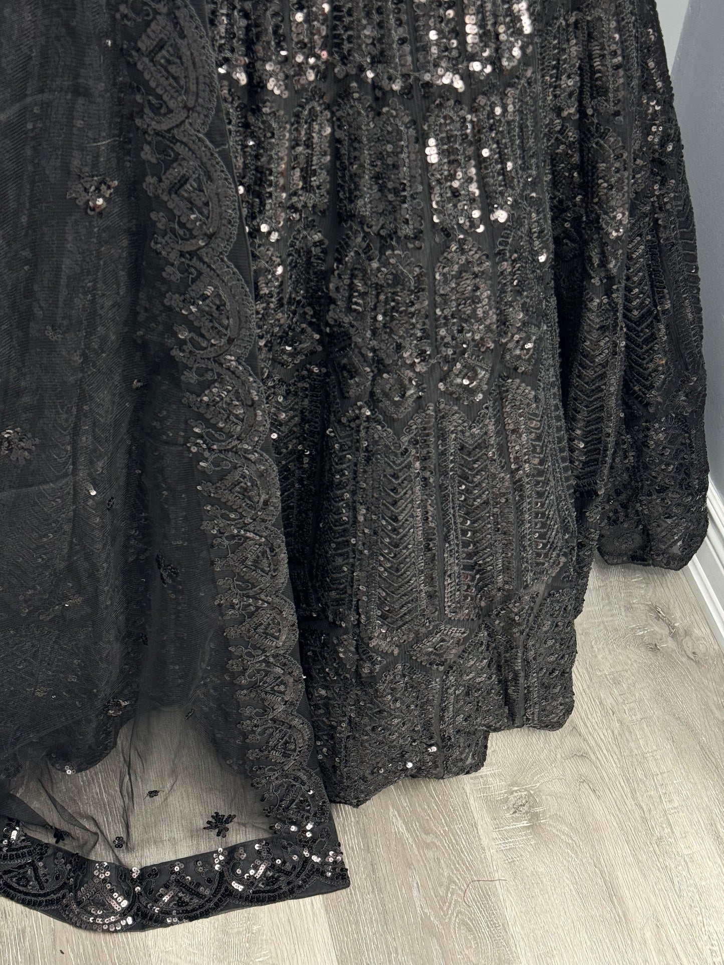Sequence Work All Black Lehenga